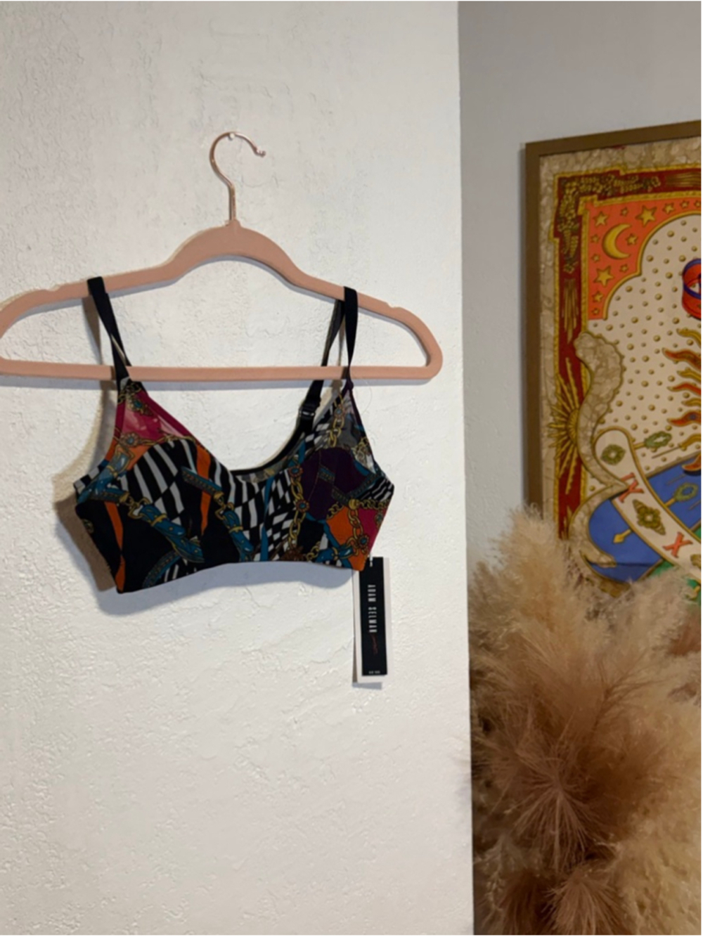NWT, Adam Selman,Sport Printed Garter Strap Sports Bra, small